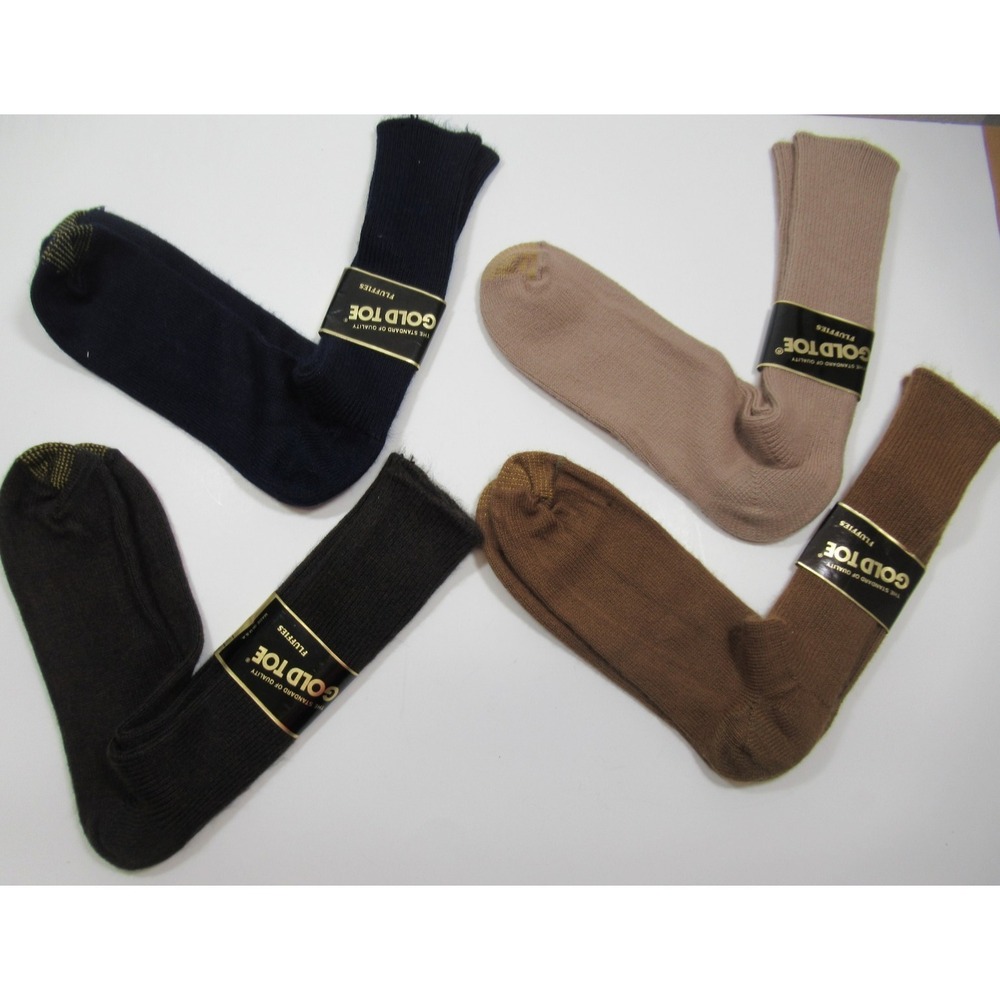4 Pair Vintage Gold Toe Fluffies Men's Dress Socks Lot 10-13 (shoe Size 6.5-12)